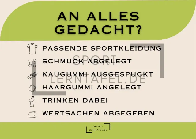Sportlerntafel An alles gedacht Aufkleber DIN A4