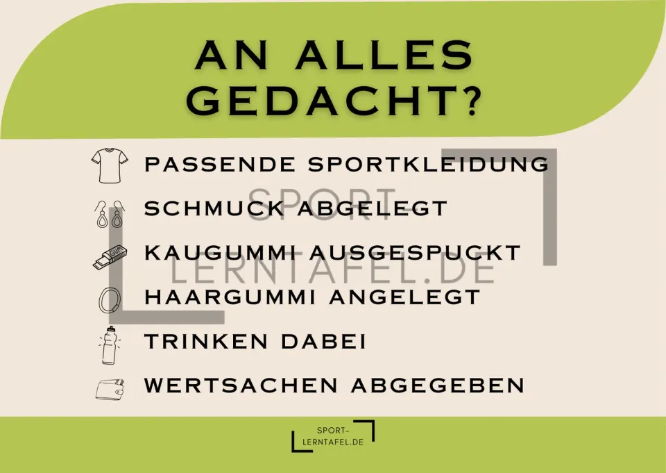 Sportlerntafel An alles gedacht Aufkleber DIN A4