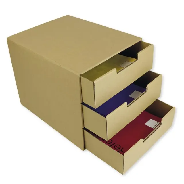 TimeTEX Natura Schubladen-Box A4 3 Schübe Pappe