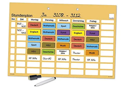 TimeTEX Stundenplan-Tafel magnetisch 81 Teile 41x28 cm