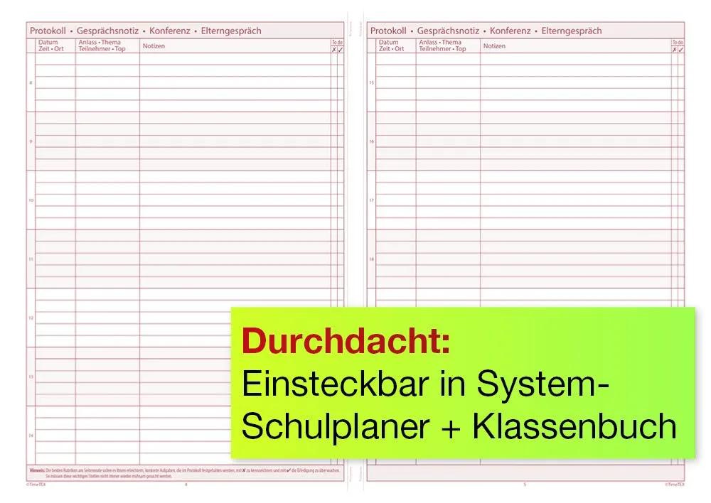 TimeTEX Schul-Notizen Gespräche Protokolle Heft 10778