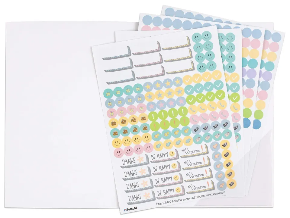 Betzold Sticker zum Design-Schulplaner 4 Bögen 670 Sticker