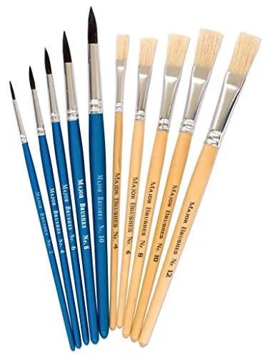 Betzold Pinsel-Set Malpinsel 10-teilig Naturborsten