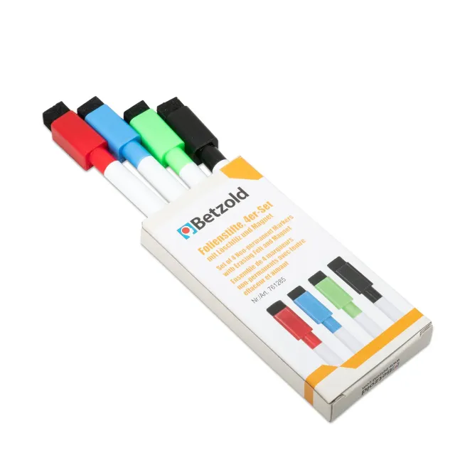 Betzold Folienstifte mit Löschfilz und Magnet 4er-Set 4-farbig abwischbar