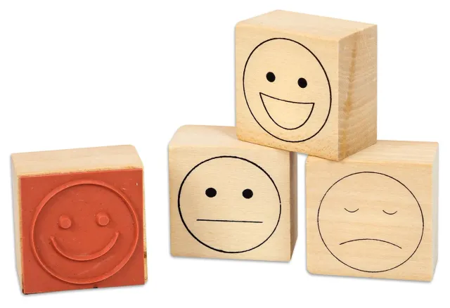Betzold Mimikstempel Lehrerstempel Holz 4er-Set Smileys