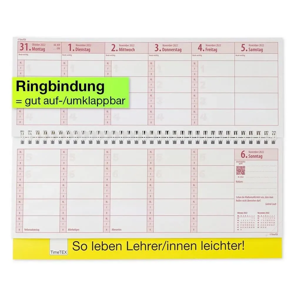TimeTEX Tisch-Schulplaner 10579 Querformat 2026/2027 Ring