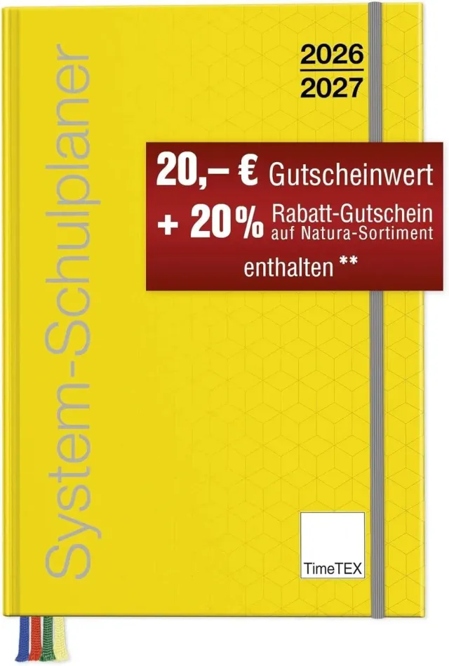 TimeTEX System-Schulplaner A4-Plus 2026/2027 gelb 198 S.