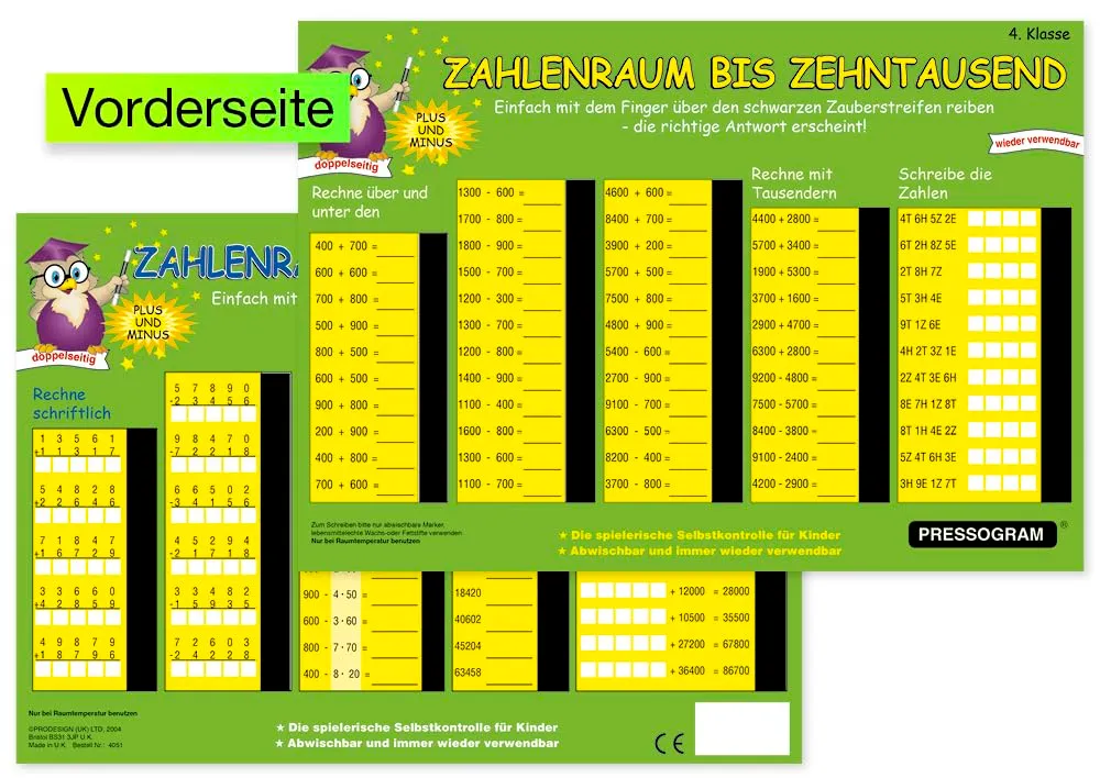 TimeTEX Zaubertafel Mathematik mit Selbstkontrolle