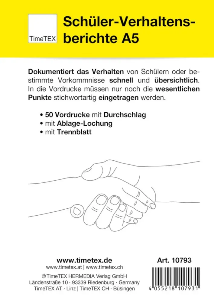 TimeTEX Schüler-Verhaltensberichte Block A5 50 Blatt