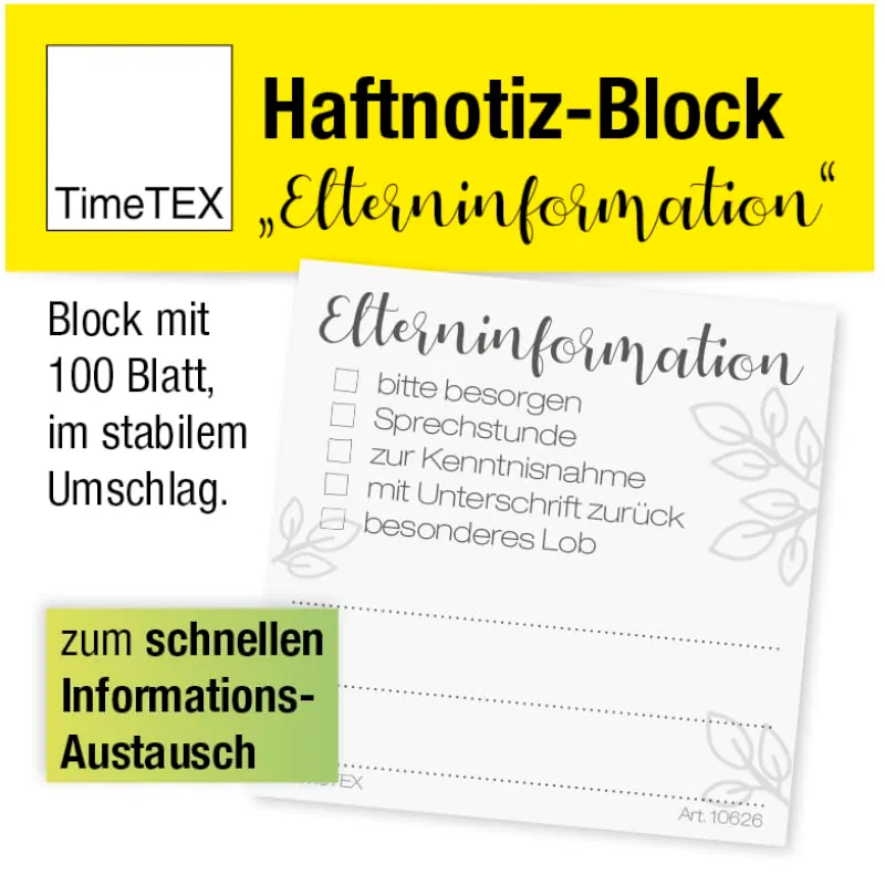 TimeTEX Haftnotiz-Block 10626 Haftnotizen 65x65 mm 100 Blatt