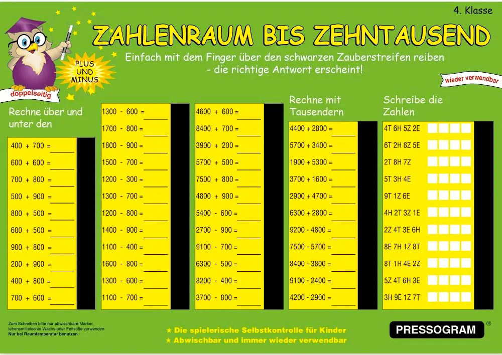 TimeTEX Zaubertafel Mathematik mit Selbstkontrolle