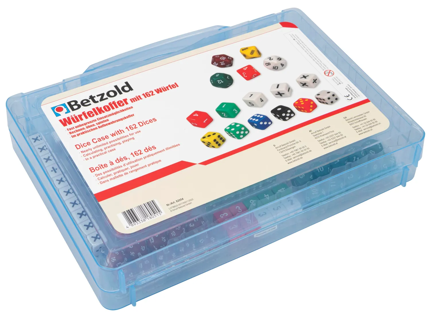 Betzold 82054 Würfelkoffer 162 Würfel im Koffer bunt