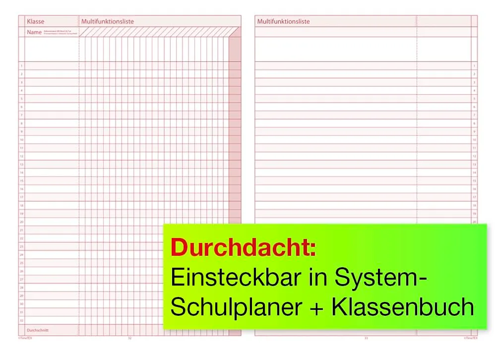 TimeTEX Heft Schüler-Anwesenheit A4 für 32 Schüler
