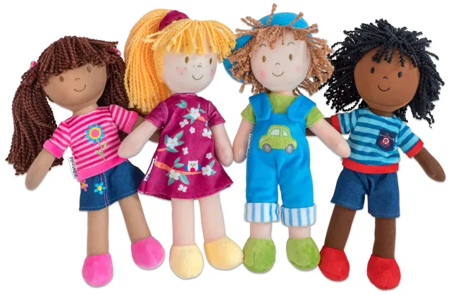 Betzold Stoffpuppen Kuschelpuppen-Set 4-teilig 30 cm