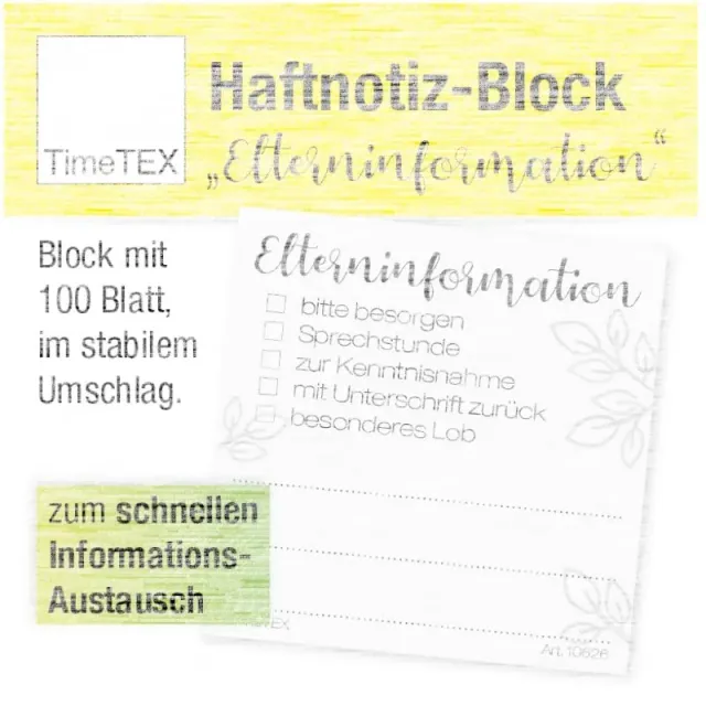 TimeTEX Haftnotiz-Block 10626 Haftnotizen 65x65 mm 100 Blatt