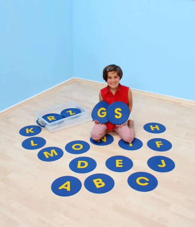 Betzold Buchstaben-Matten 26 Stück Buchstabenmatten blau rutschfest