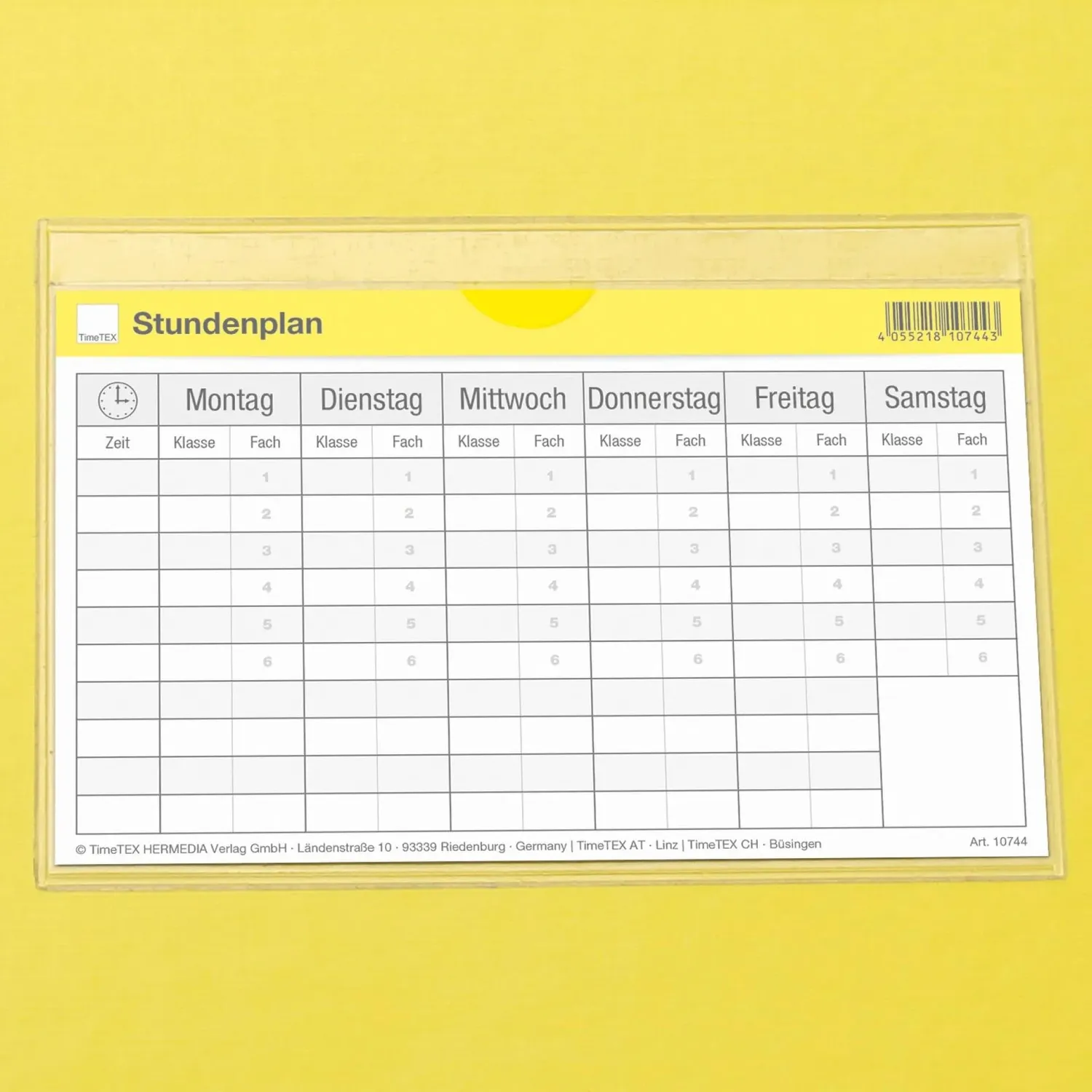 TimeTEX Stundenplan-Klebetasche 5 Stundenpläne transparent