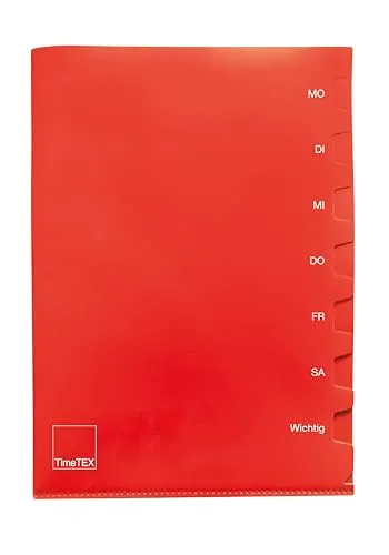 TimeTEX Wochentags-Mappe A4-Plus 2 Stück Dokumentenmappe rot grün