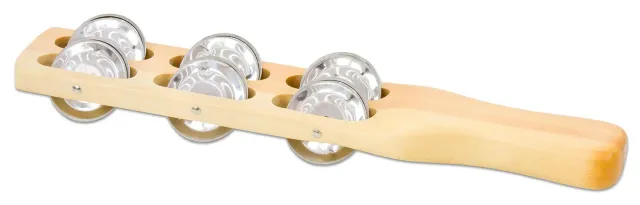 Betzold Schellenstab Holz 26 cm mit Tamburin-Schellen