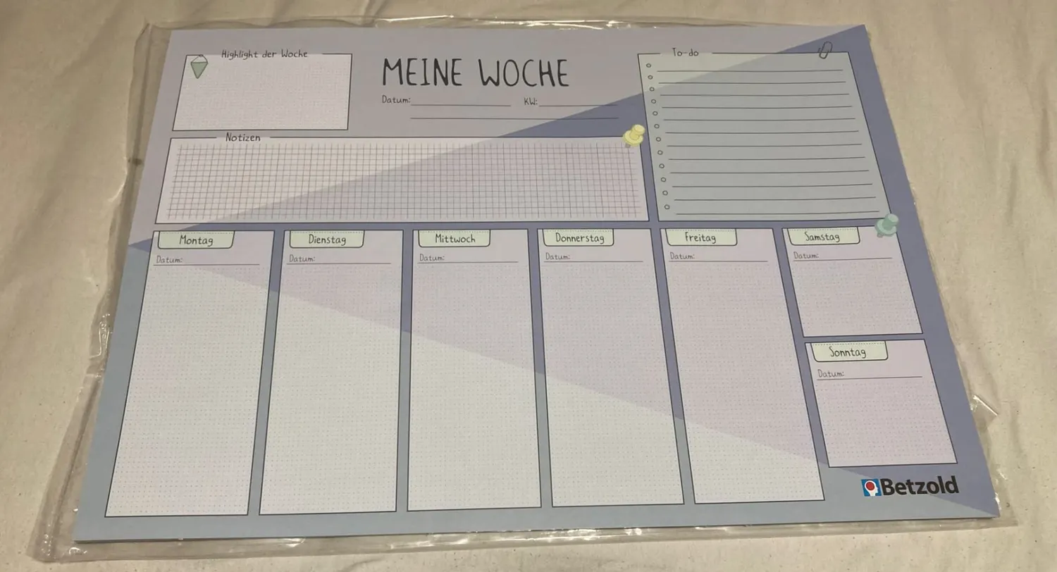 Betzold Wochenplan Schreibtischunterlage DIN A2 60 Blatt