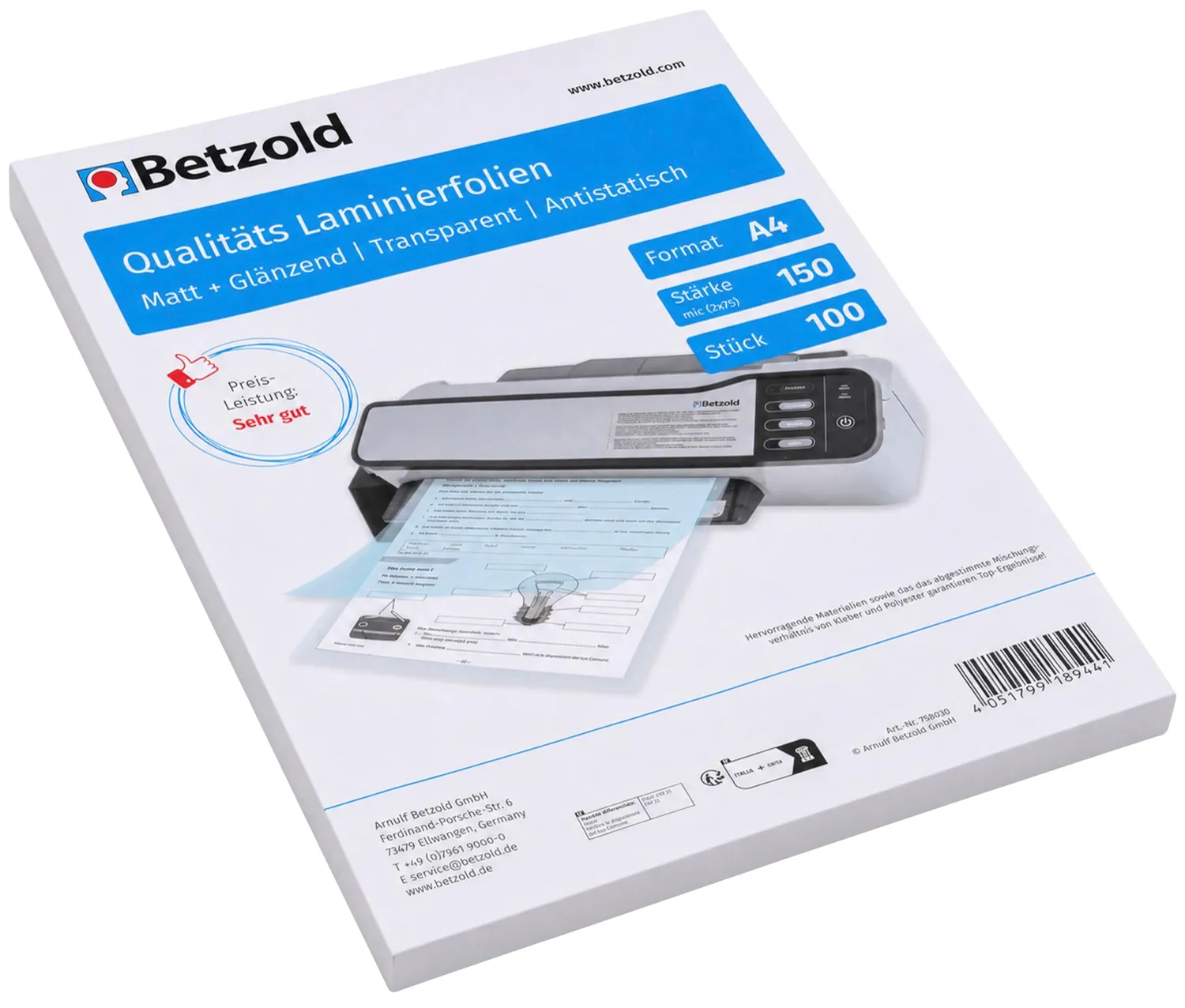 Betzold Laminierfolien Laminiertaschen