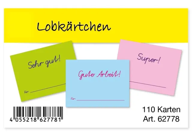 TimeTEX Lobkärtchen 62778 Schülerkarten 110 Stück 10 Motive