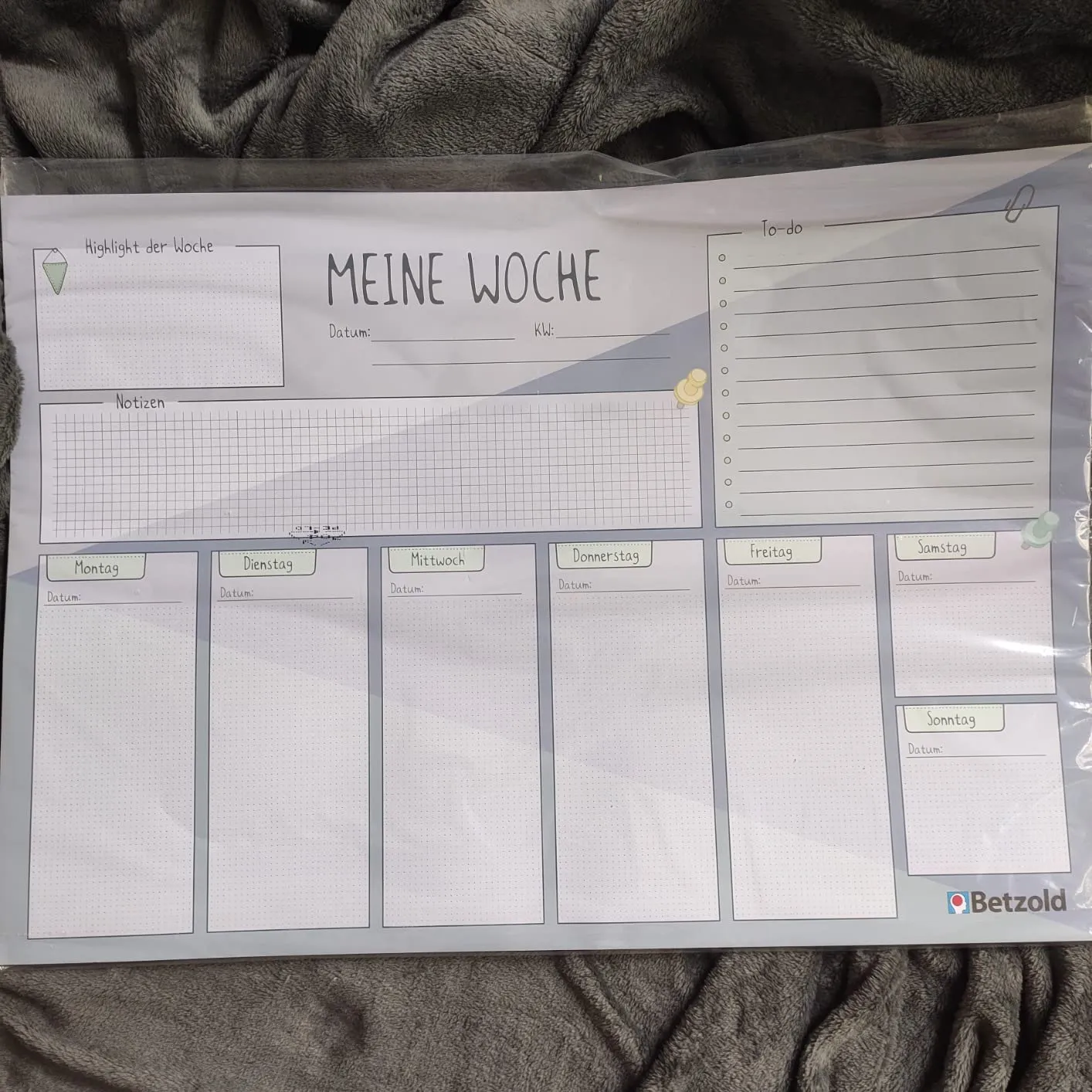 Betzold Wochenplan Schreibtischunterlage DIN A2 60 Blatt