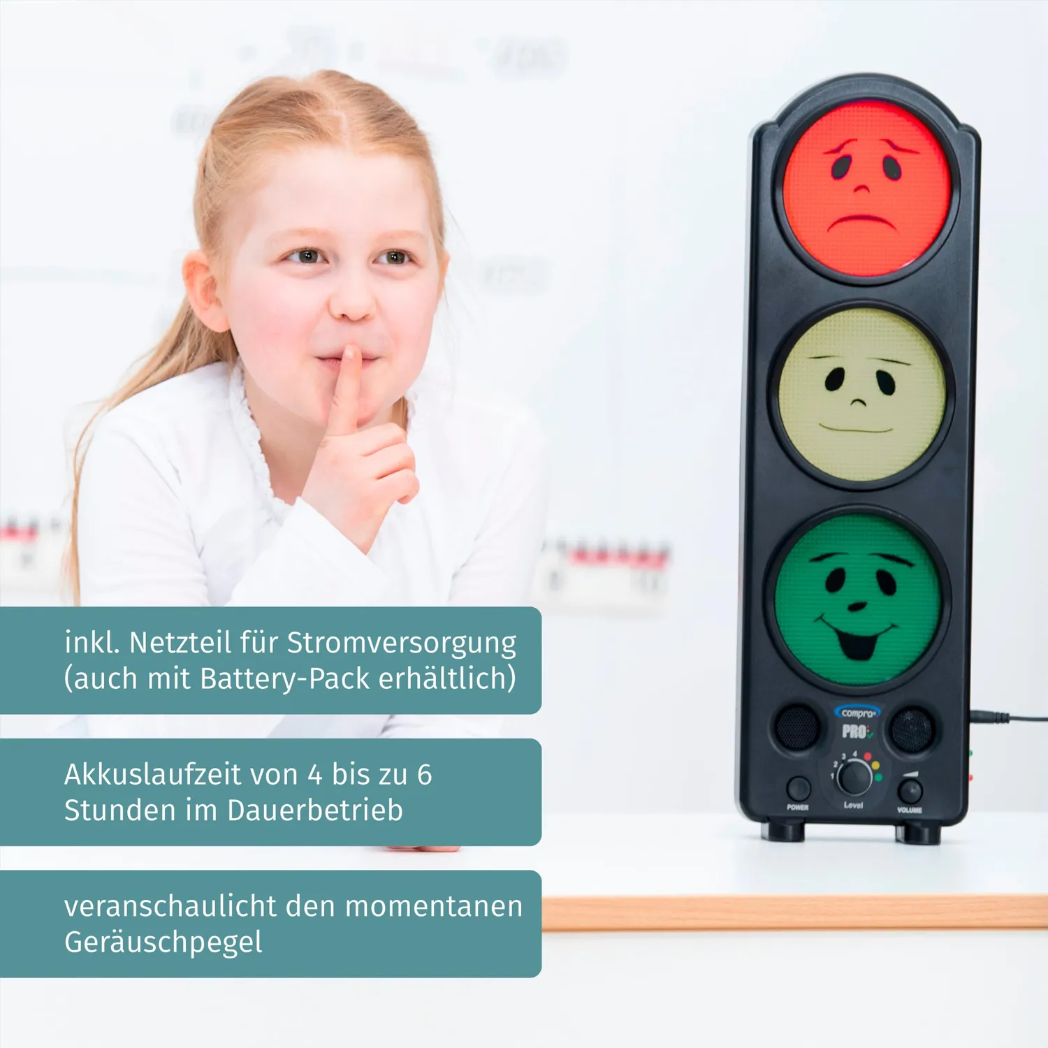 Betzold Compra Lärm-Ampel PRO Ruheampel mit Akku