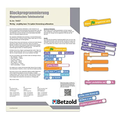 Betzold Grafische Blockprogrammierung Tafelmaterial 73 Blöcke