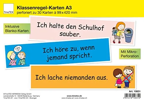 TimeTEX 10831 Klassenregel-Karten A3 30-teilig illustriert
