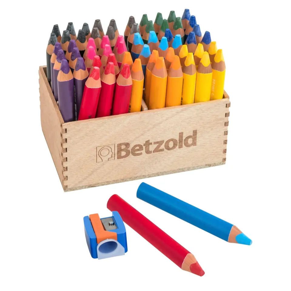 Betzold Jumbo Buntstifte-Set 60 Dreikant-Stifte mit Spitzer