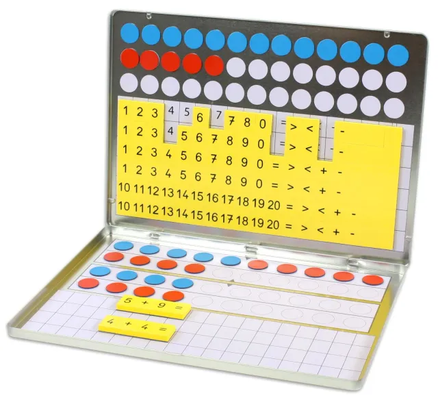 Betzold Rechen-Magnetbox Rechenlernspiel bis 20 Stahlbox