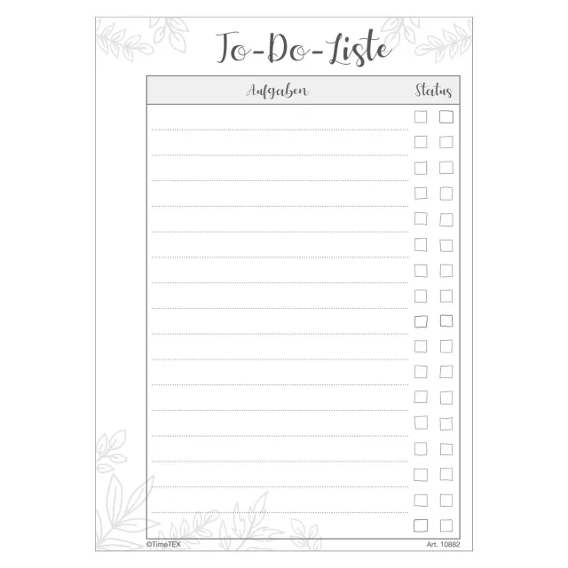 TimeTEX To-Do-Liste Block A5 50 Blatt 17 Aufgaben gelocht