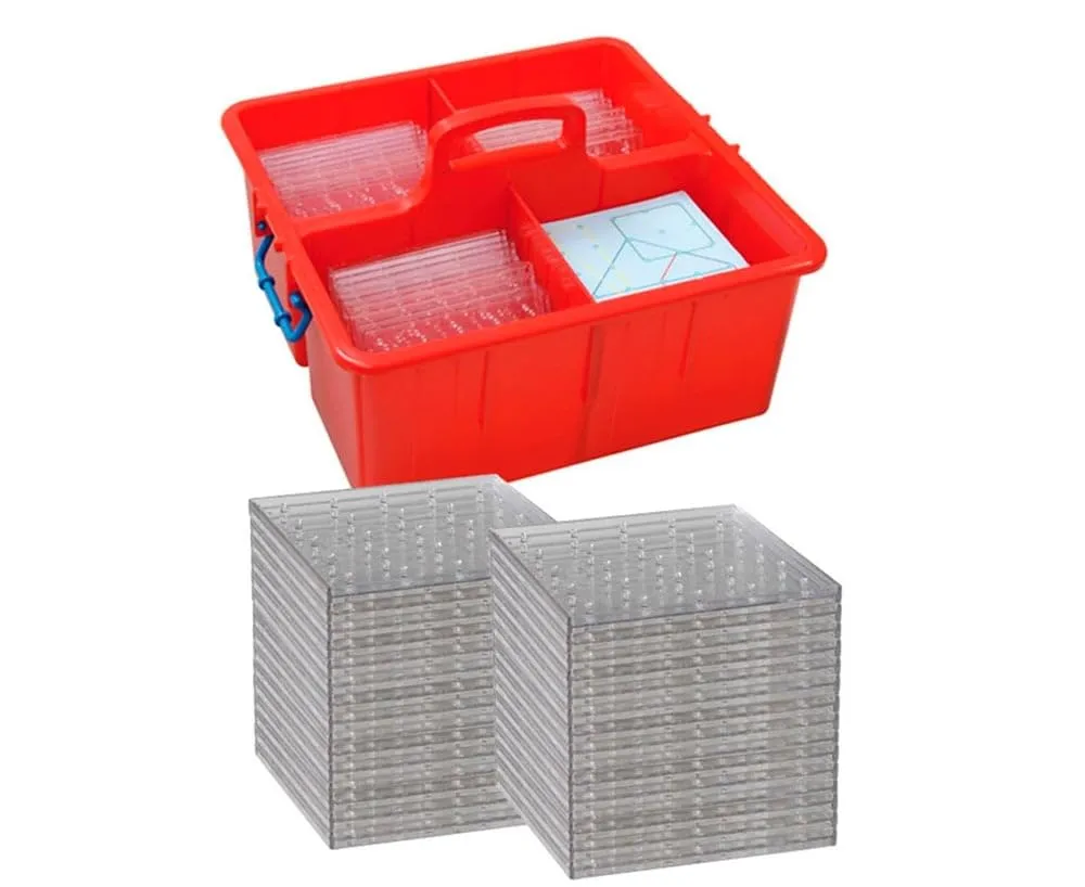 Betzold Geometrie-Boards F Geobrett 30er-Set transparent mit Box