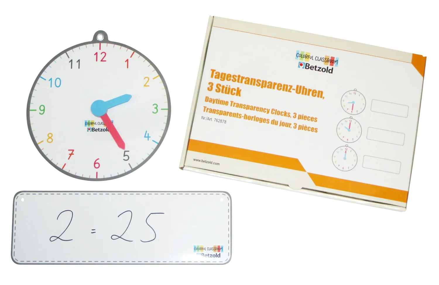 Betzold Tagestransparenz-Uhren Lernuhr 3er magnetisch