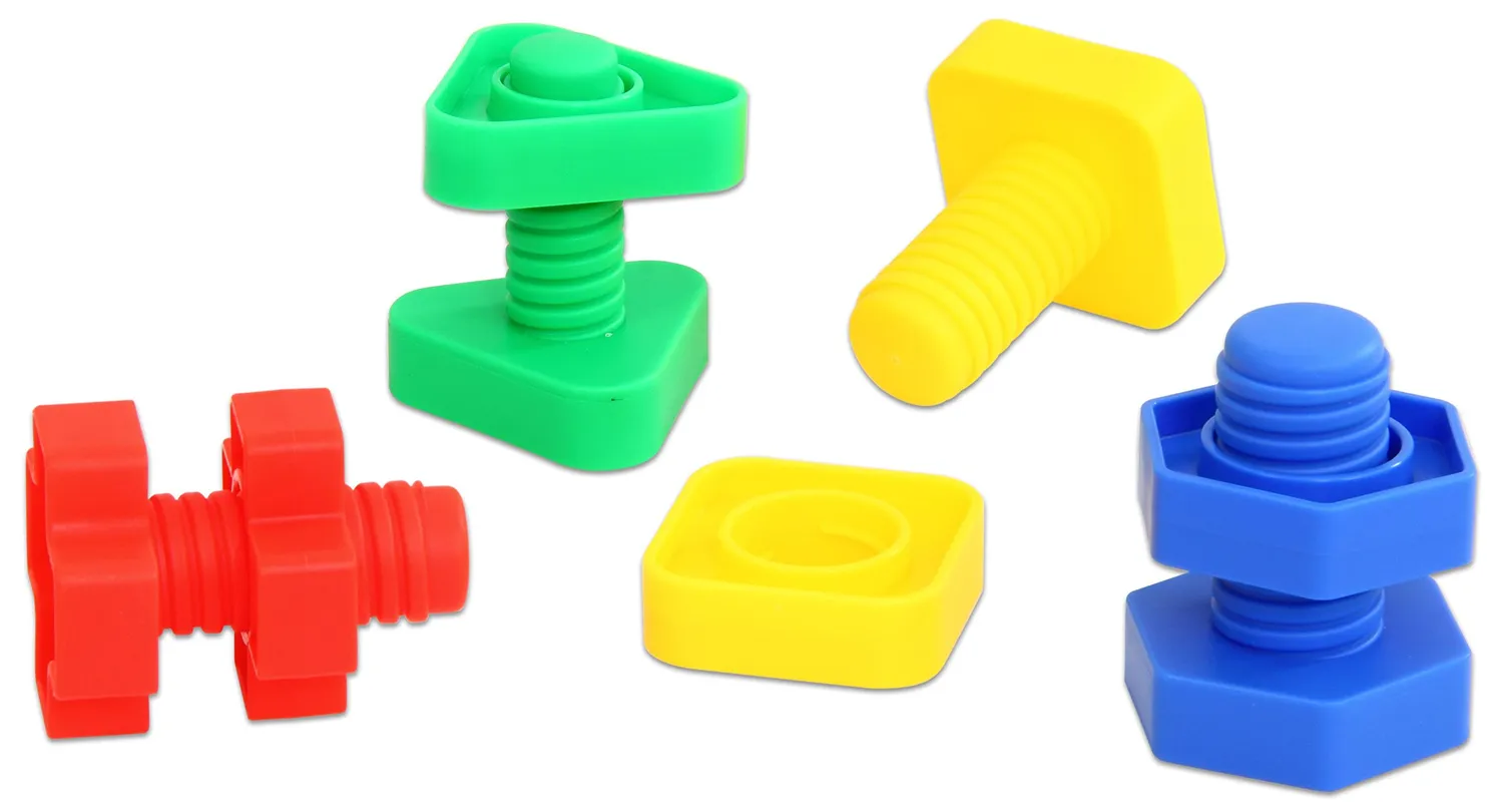 Betzold Buntes Schrauben-Spiel 64-tlg Steckspiel 4 Farben