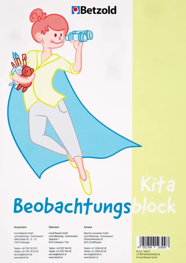 Betzold Beobachtungsblock Kita DIN A4 Notizheft 80 Blatt gelocht