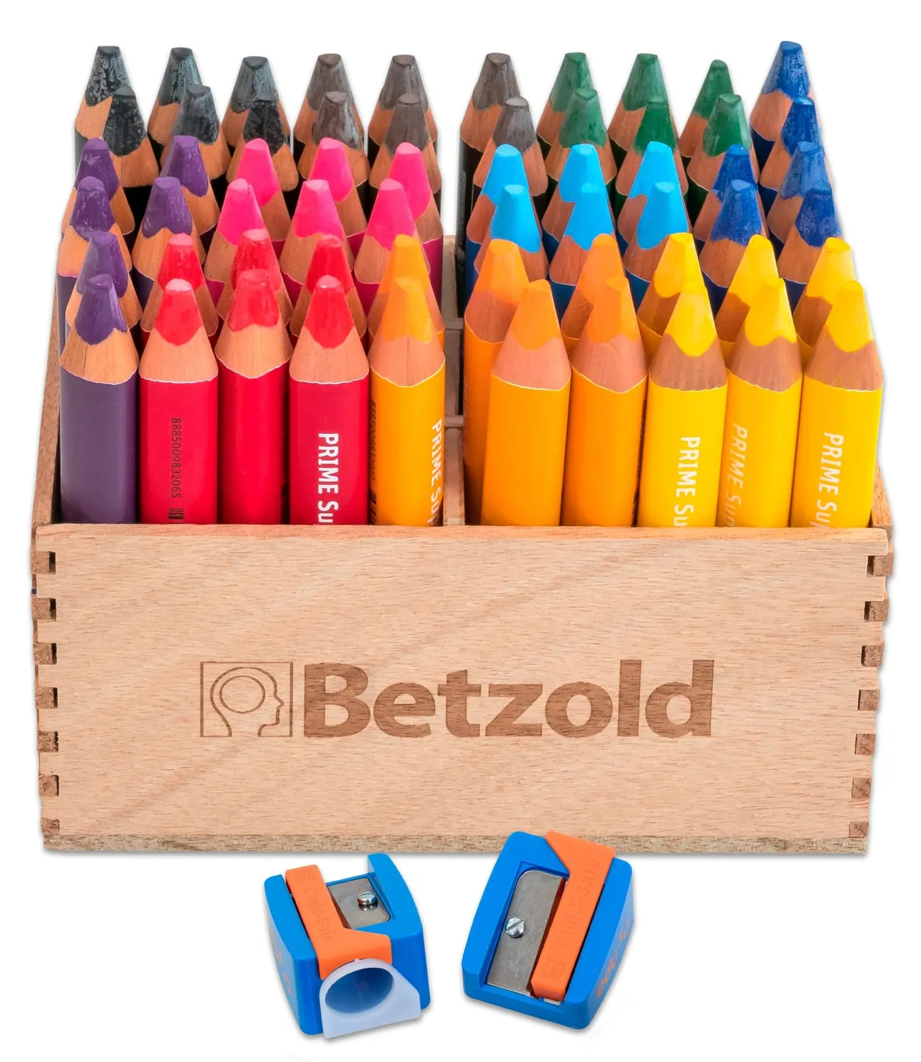 Betzold Jumbo Buntstifte-Set 60 Dreikant-Stifte mit Spitzer