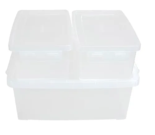 Betzold Aufbewahrungsboxen 3-tlg transparent stapelbar
