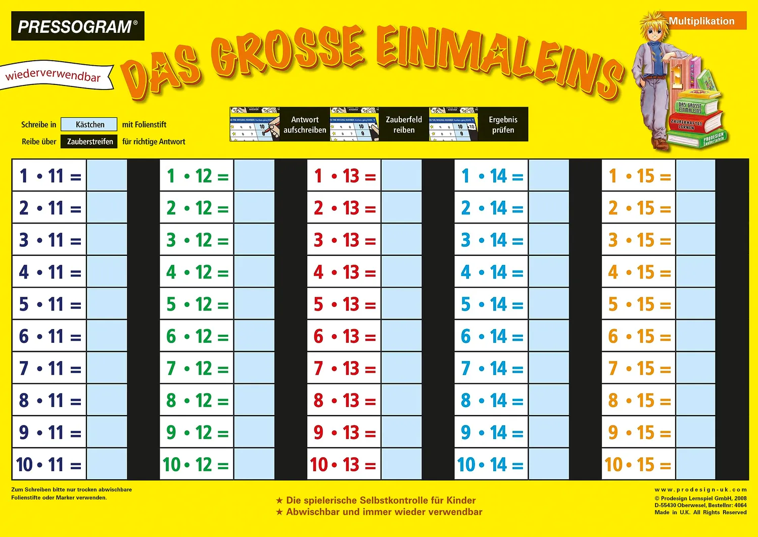 TimeTEX Zaubertafel Mathematik mit Selbstkontrolle