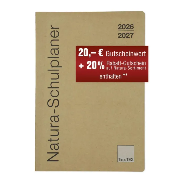 TimeTEX Natura Schulplaner A5 Karton-Cover 2026/2027 198 Seiten