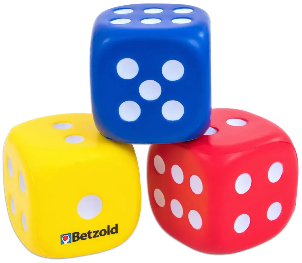 Betzold Schaumstoff-Würfel Augenwürfel 3er-Set 5 cm leise