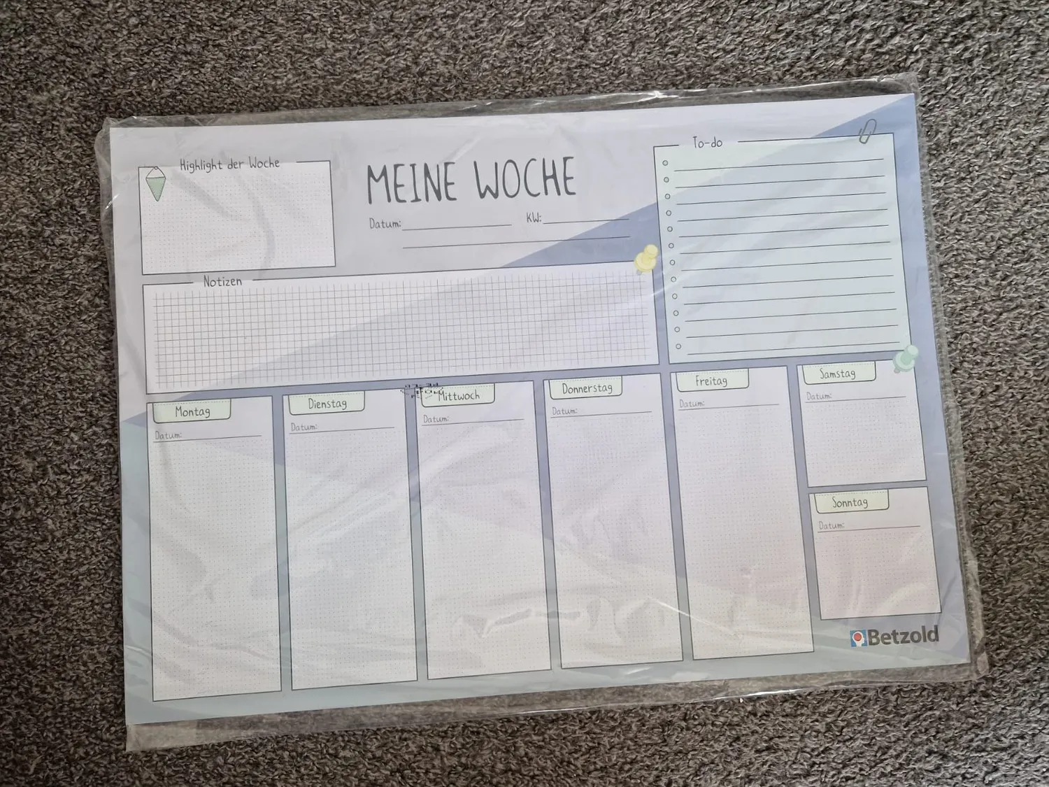 Betzold Wochenplan Schreibtischunterlage DIN A2 60 Blatt