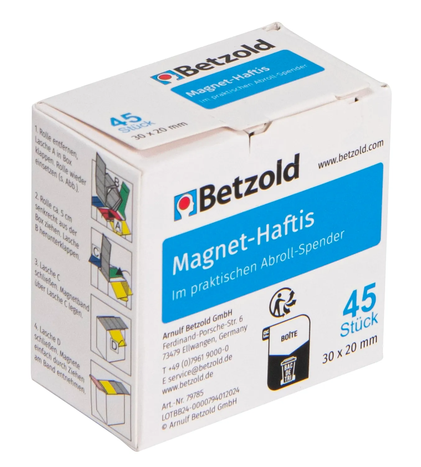 Betzold Magnet-Haftis im Abroller 45 Stück 3x2 cm