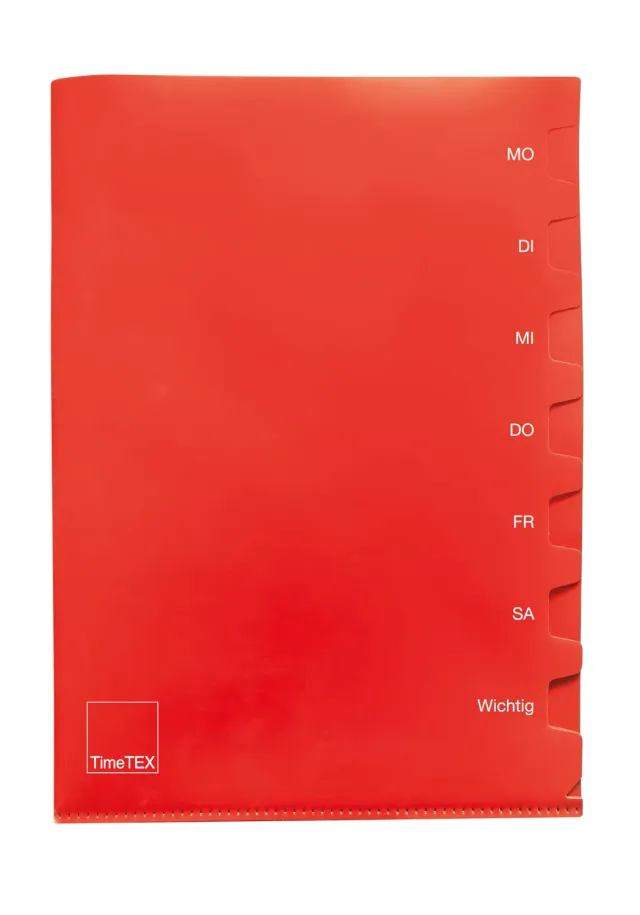 TimeTEX Wochentags-Mappe A4-Plus 2 Stück Dokumentenmappe rot grün