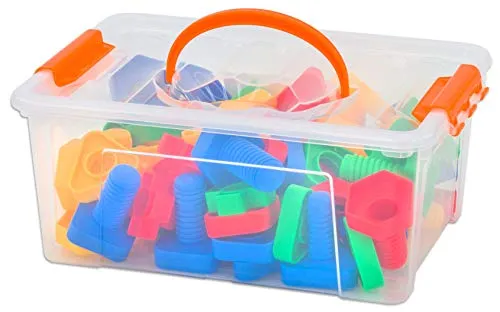 Betzold Buntes Schrauben-Spiel 64-tlg Steckspiel 4 Farben