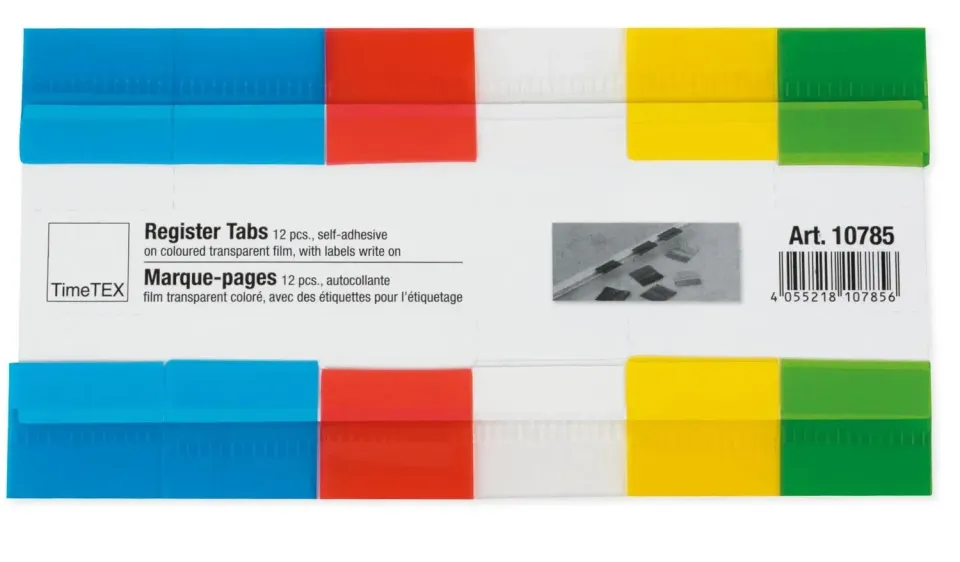 TimeTEX Register-Tab Reiter 12-teilig A4 selbstklebend