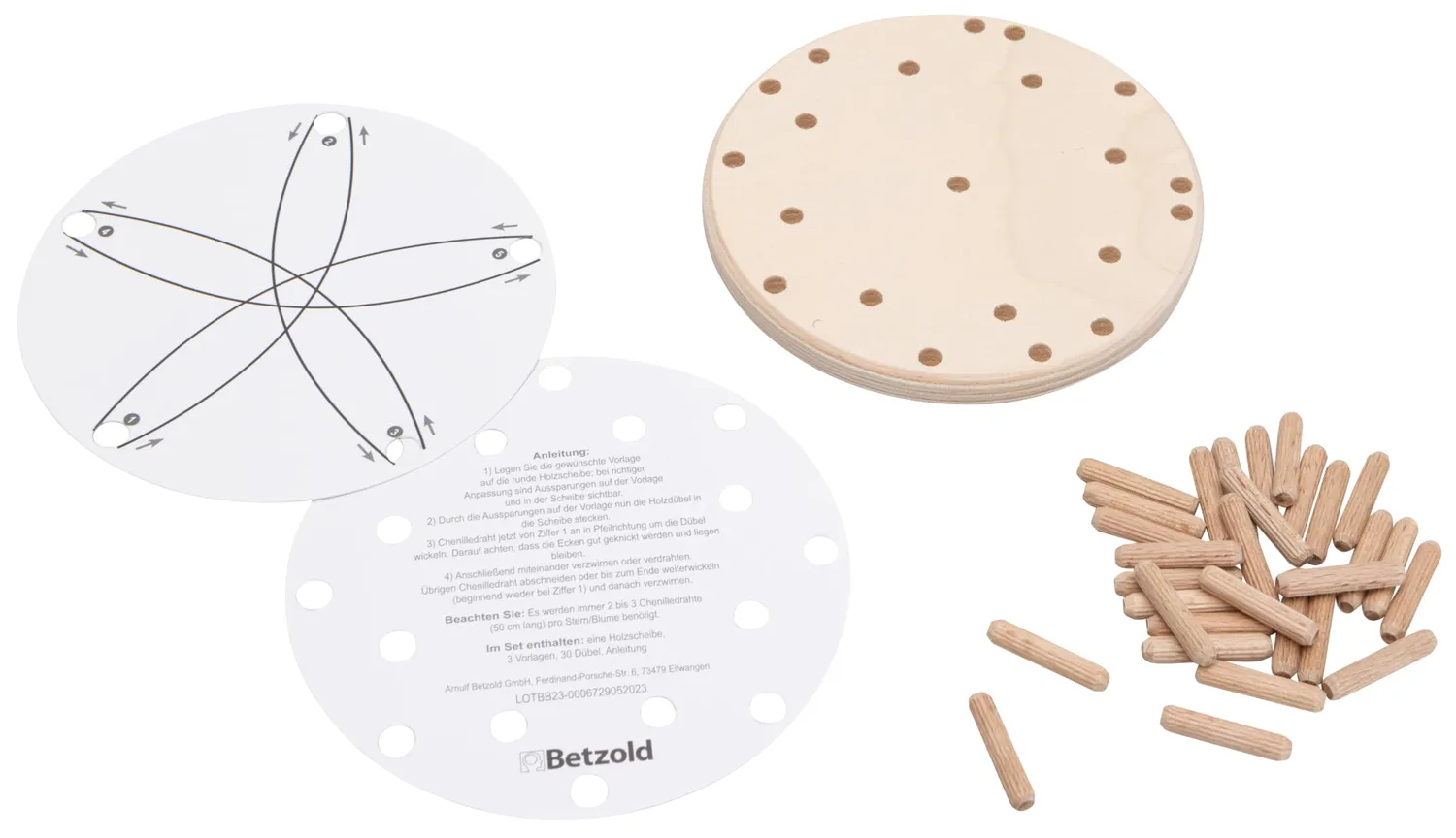 Betzold Wickelstern-Bastelset Weihnachts-Stern Holz 101-tlg.