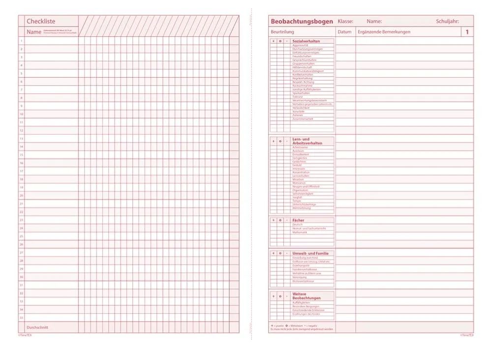 TimeTEX Schüler-Beobachtung Heft A4 Organisationshilfe