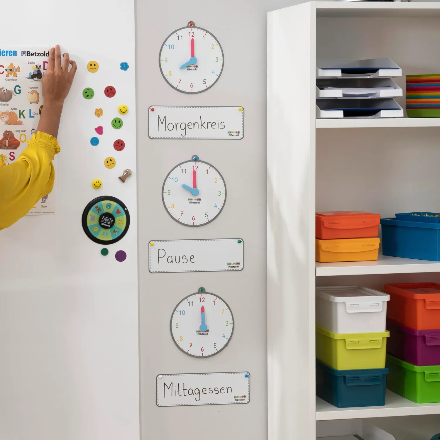 Betzold Tagestransparenz-Uhren Lernuhr 3er magnetisch
